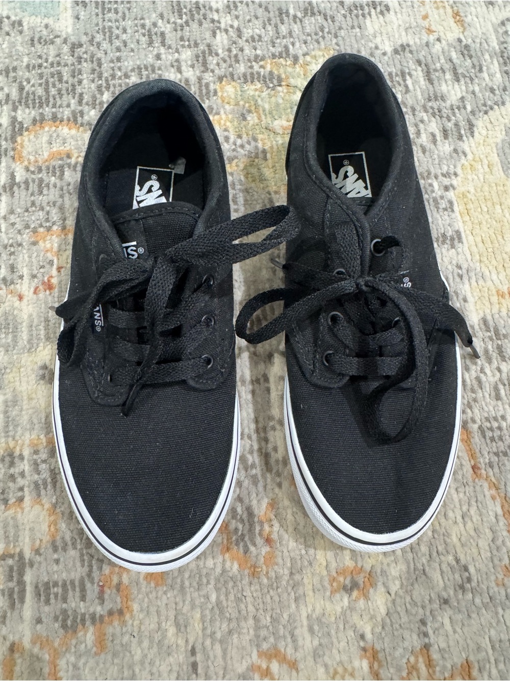 Vans Atwood Youth Size 3 Black Canvas Lace Up Sneakers
